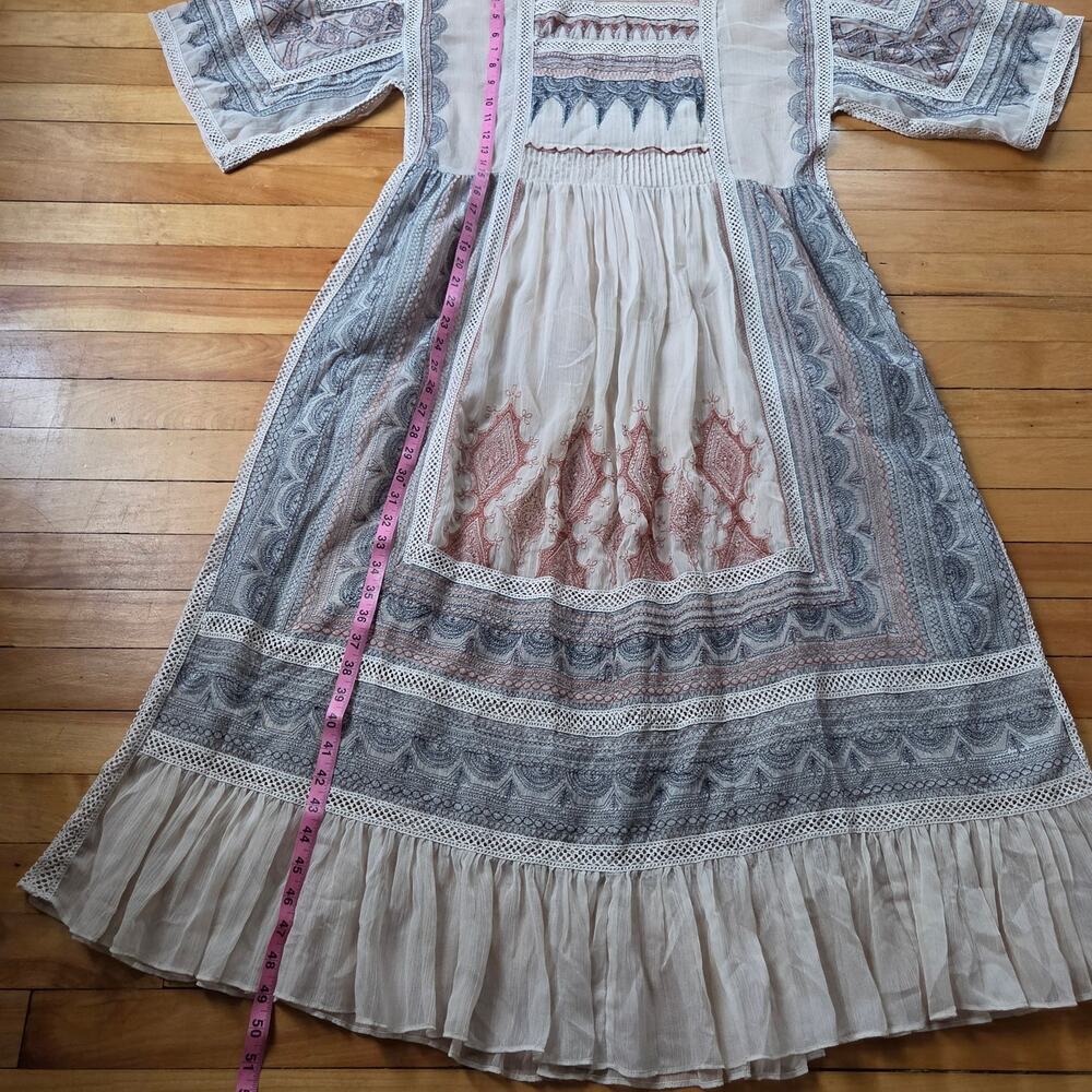 Anthropologie Maeve Toronto Embroidered Peasant Midi Dress Boho Gauze Small - Picture 11 of 15